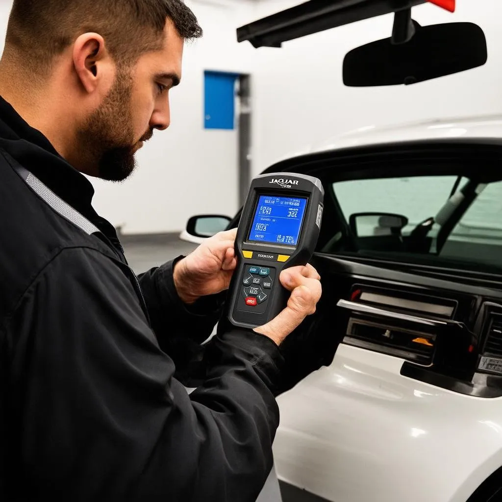 Mechanic Using OBD Scanner